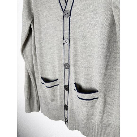 Cardigan Mens Wool Button Front Cardigan Sweater Gray Classic Preppy Academia XS - Picture 4 of 10